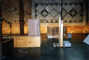 coffrage,bois,verre,béton,dessins,néon